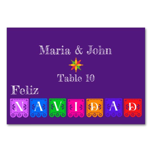 Numéro De Table Feliz Navidad Green Cactus Sur Purple (Devant)