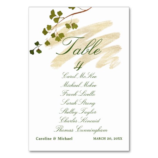 Numéro De Table Fern + Emerald Mariage Tableau de siège (Par défaut)