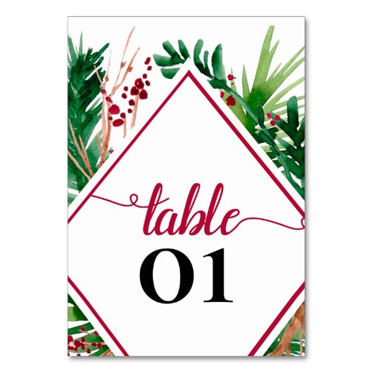 Numéro De Table Ferns et Berries Mariage d'hiver Numéro de tableau (Par défaut)