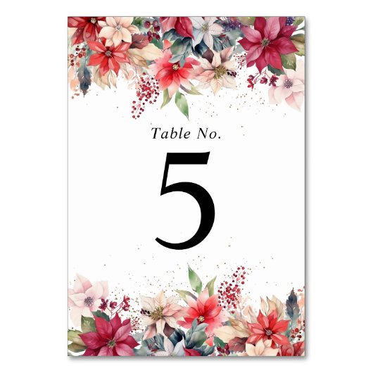 Numéro De Table Festif Noël Florals Mariage (Dos)