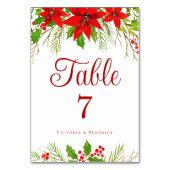Numéro De Table Festif Rouge Poinsettia Floral Mariage de vacances (Par défaut)
