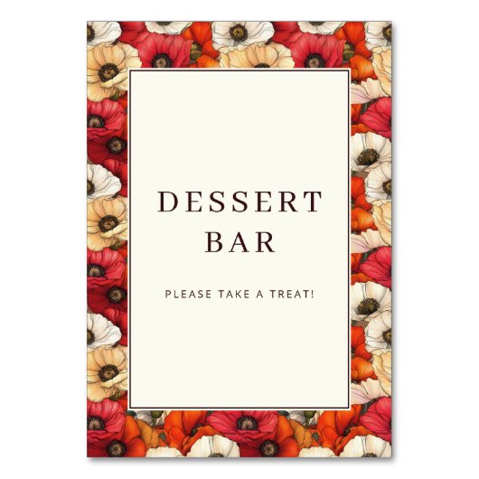 Numéro De Table Festive Red Floral Dessert Bar Sign (Par défaut)