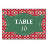 Numéro De Table Festive Rouge Vert Motif Noël (Dos)