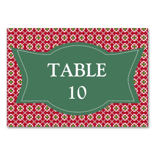Numéro De Table Festive Rouge Vert Motif Noël (Dos)