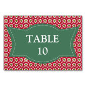 Numéro De Table Festive Rouge Vert Motif Noël (Devant)