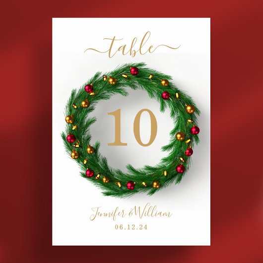 Numéro De Table Festive Wreath Xmas Mariage de vacances