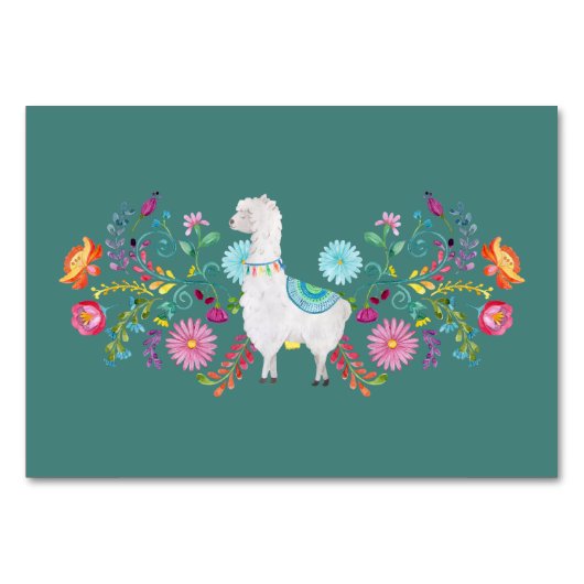 Numéro De Table Fête Art Populaire Fleur Llama Mariage Personnalis (Dos)