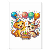 Numéro De Table Fête d'anniversaire de chats et de chiens mignons (Dos)