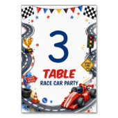 Numéro De Table Fête d'anniversaire de voiture de course (Dos)