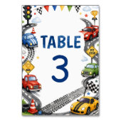 Numéro De Table Fête d'anniversaire de voiture de course (Dos)