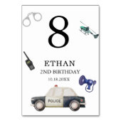 Numéro De Table Fête d'anniversaire des enfants de police élégants (Dos)
