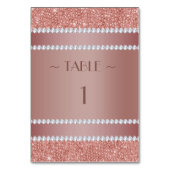 Numéro De Table Fête d'anniversaire Glitzy Rose Gold & Diamond Gem (Dos)