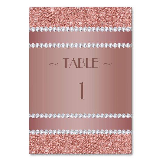 Numéro De Table Fête d'anniversaire Glitzy Rose Gold & Diamond Gem (Par défaut)