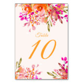 Numéro De Table Fête d'anniversaire romantique florale (Dos)