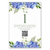 Numéro De Table Fête de fiançailles aux hortensias bleus  (Dos)