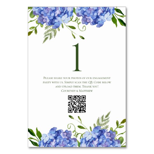 Numéro De Table Fête de fiançailles aux hortensias bleus (Par défaut)