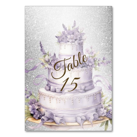 Numéro De Table Fête de gâteau Lavande Floral Elegant Aquarelle (Par défaut)