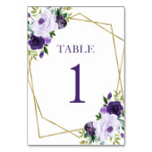 Numéro De Table Fête de mariage floral pourpre or (Dos)