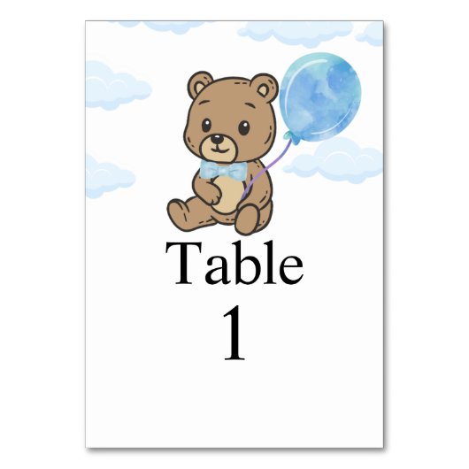 Numéro De Table Fête de naissance Ourson Bleu Teddy Bear (Par défaut)