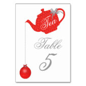 Numéro De Table Fête de thé de Noël en dentelle rouge (Dos)