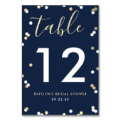 Numéro De Table Fête des mariées Confetti Gold Foil (Dos)