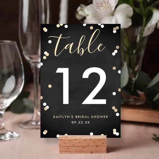 Numéro De Table Fête des mariées Confetti Gold Foil