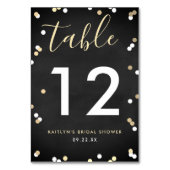 Numéro De Table Fête des mariées Confetti Gold Foil (Dos)