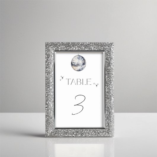 Numéro De Table Fête des mariées de boule Silver Disco