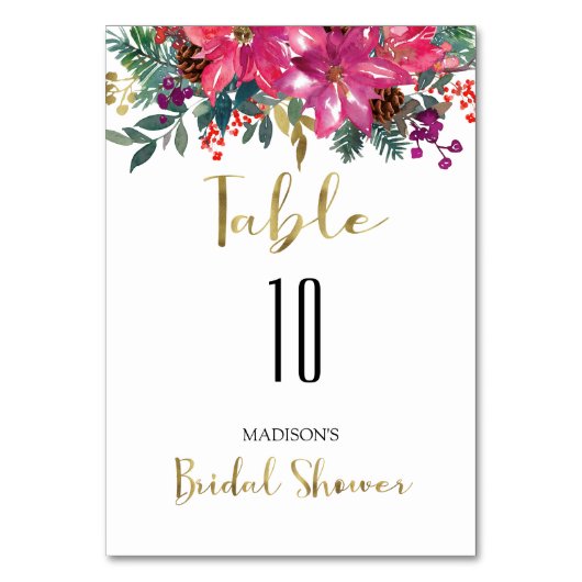 Numéro De Table Fête des mariées de Noël rose Poinsettia (Par défaut)