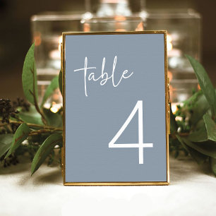 Numéro De Table Fête des mariées de script minimaliste bleu poussi