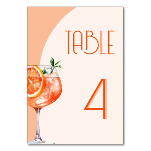 Numéro De Table Fête des mariées moderne Orange Aperol Spritz (Par défaut)