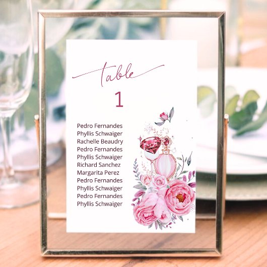 Numéro De Table Fête des mariées Rose et diamant