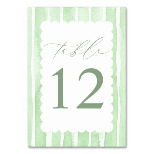 Numéro De Table Fête élégante de baby shower à rayures vertes