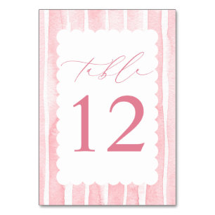 Numéro De Table Fête élégante de bébé avec des rayures roses