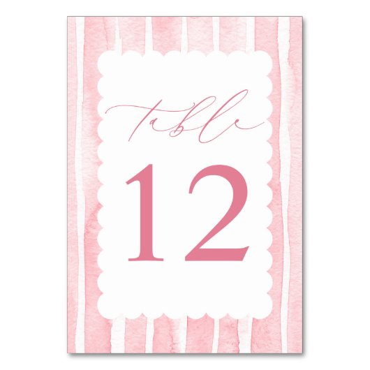 Numéro De Table Fête élégante de bébé avec des rayures roses (Par défaut)