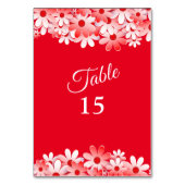 Numéro De Table Fête florale élégante rouge et blanc (Dos)