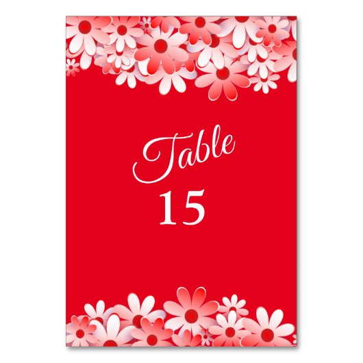 Numéro De Table Fête florale élégante rouge et blanc (Par défaut)