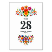 Numéro De Table Fête mexicaine vibrante Mariage floral (Dos)