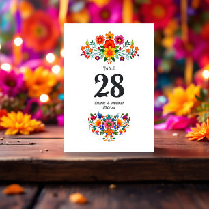 Numéro De Table Fête mexicaine vibrante Mariage floral