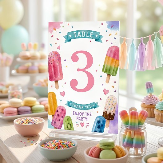 Numéro De Table Fête sur mesure de sucettes glacées 