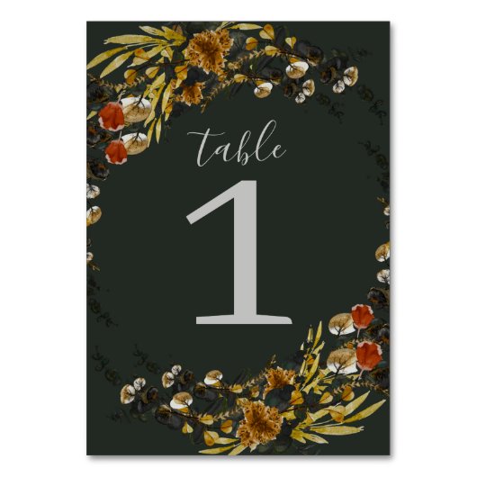 Numéro De Table Feuillage d'automne Verdure sèche Mariage de couro (Dos)