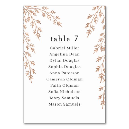 Numéro De Table Feuillage d'or. mariage Plan de siège simple (Par défaut)