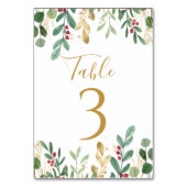 Numéro De Table Feuillage Verdure Baie Rouge Noël Mariage (Dos)