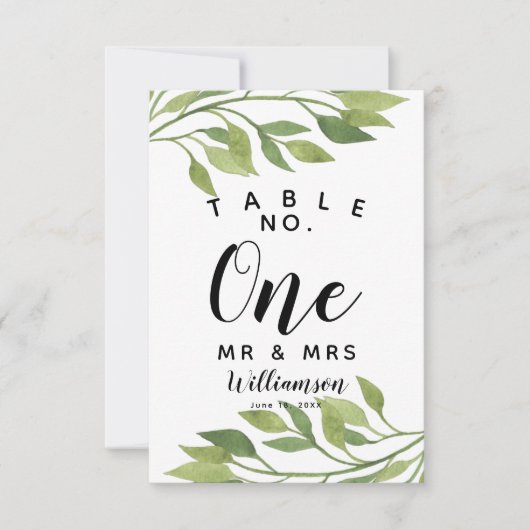 numéro de table feuillage verdure feuille mariage (Devant)