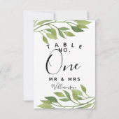 numéro de table feuillage verdure feuille mariage (Dos)