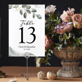 Numéro De Table Feuille d'aquarelle verte douce | Poussière d'or