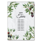 Numéro De Table Feuille d'olive méditerranéen grec Mariage de l'îl (Dos)