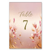 Numéro De Table Feuille doré rose Numéro de tableau (Dos)