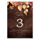 Numéro De Table Feuilles automnales | Rustic Brown Wood Numéro de  (Par défaut)