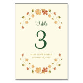 Numéro De Table Feuilles automne élégantes (Dos)